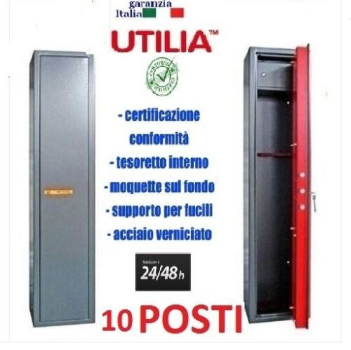 ARMADIO PORTAFUCILI 10 FUCILIERA UTILIA SECURITY BLINDATA NUOVA 