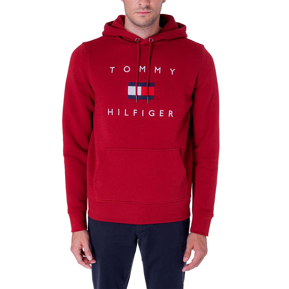 Con Cappuccio Uomo Tommy Hilfiger Mw0mw14203 Bordeaux Mw0mw1